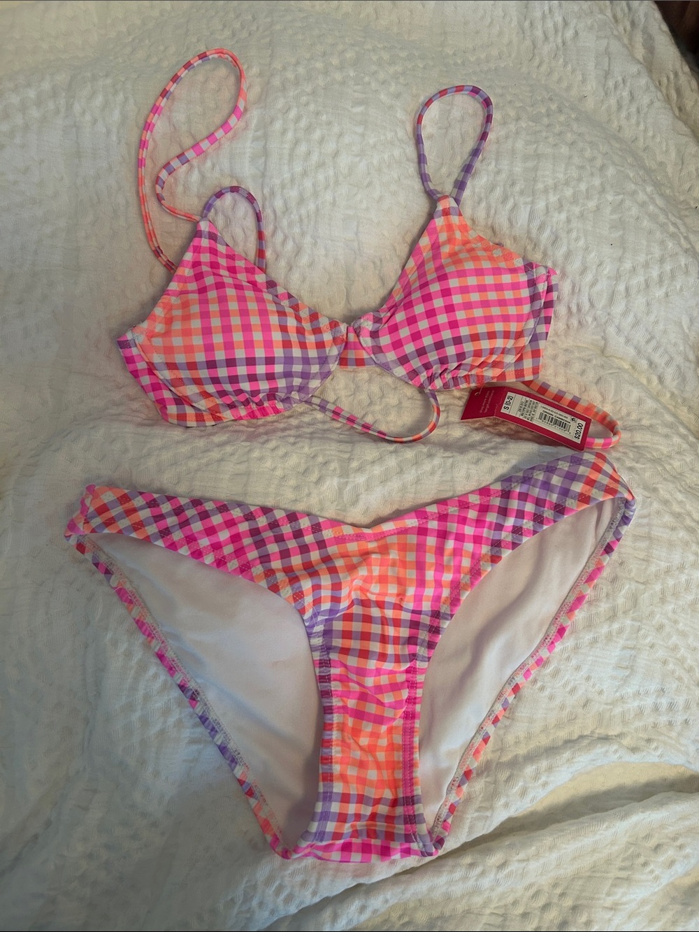 Target Pink Orange Purple Gingham Two-Piece Bikini S/M